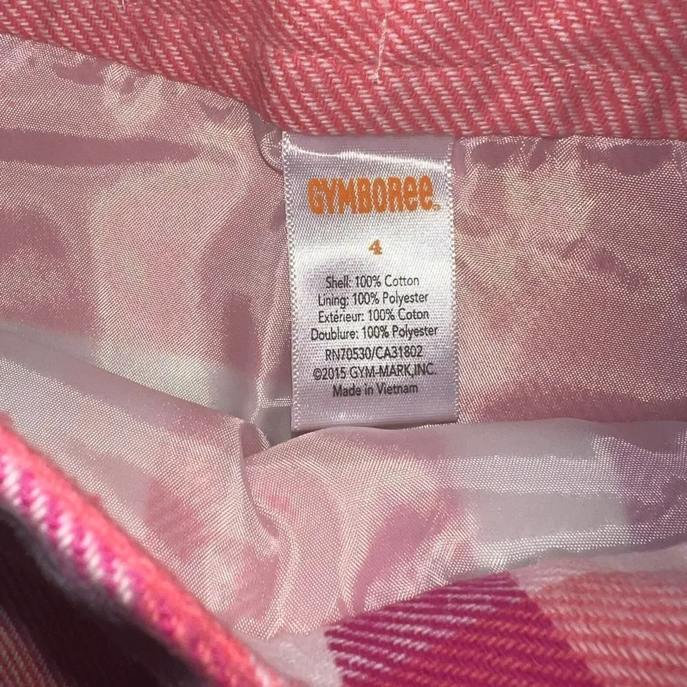 Gymboree Girls Woodland Wonder Fox Pink Orange White Plaid Skirt Size 4 NWT